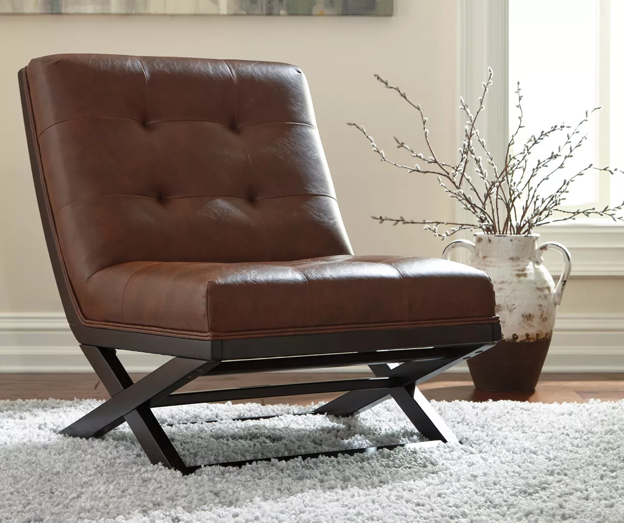 Sidewinder Brown Faux Leather Accent Chair - Image 2
