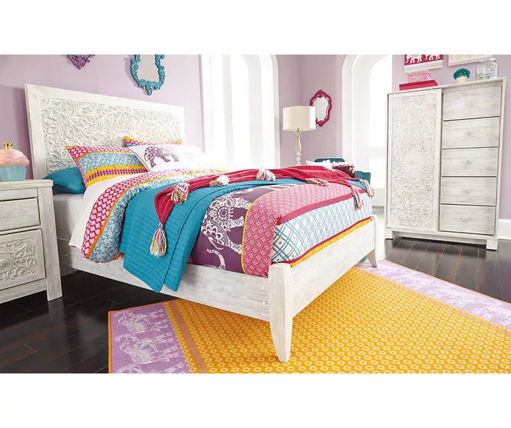 Paxberry Whitewash Carved Medallion Full Headboard - Image 3