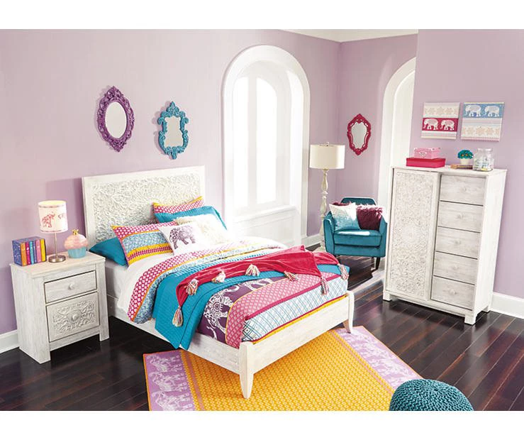 Paxberry Whitewash Carved Medallion Full Headboard - Image 4