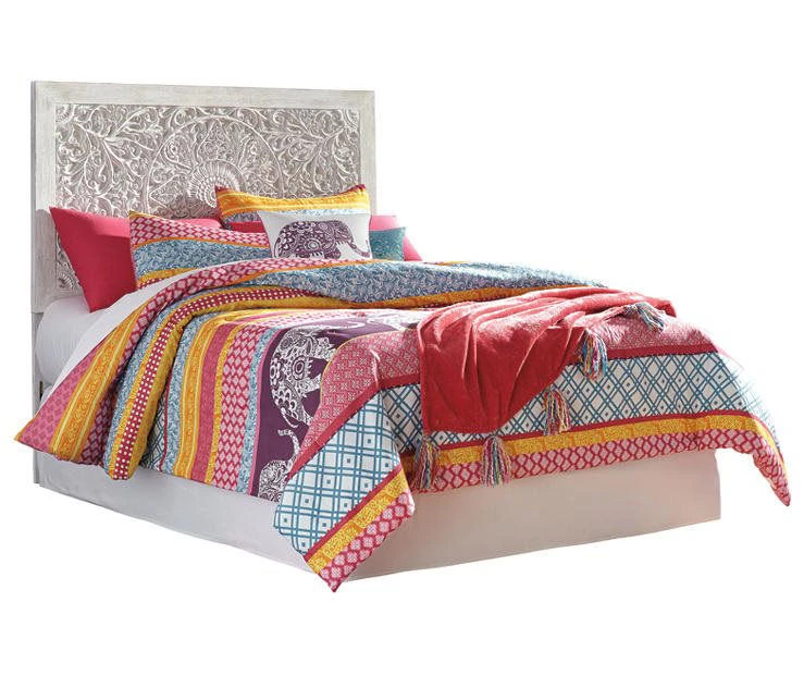 Paxberry Whitewash Carved Medallion Full Headboard - Image 6