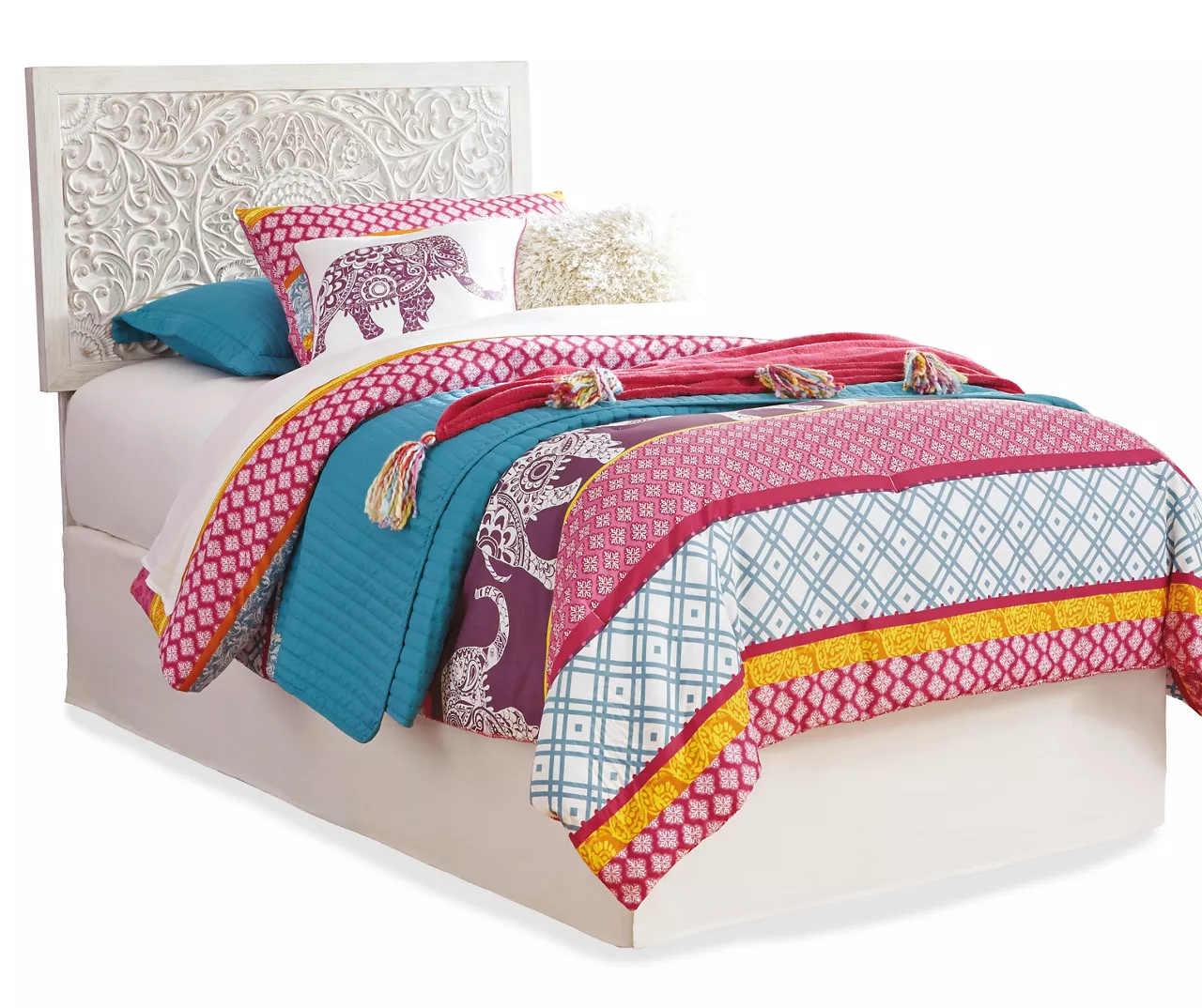 Paxberry Whitewash Carved Medallion Twin Headboard