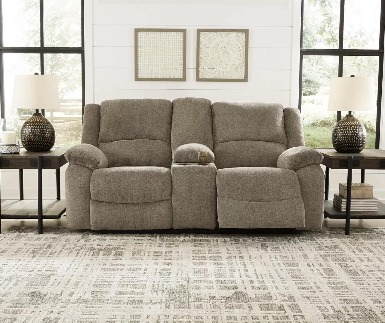 Draycoll Pewter Reclining Console Loveseat - Image 7