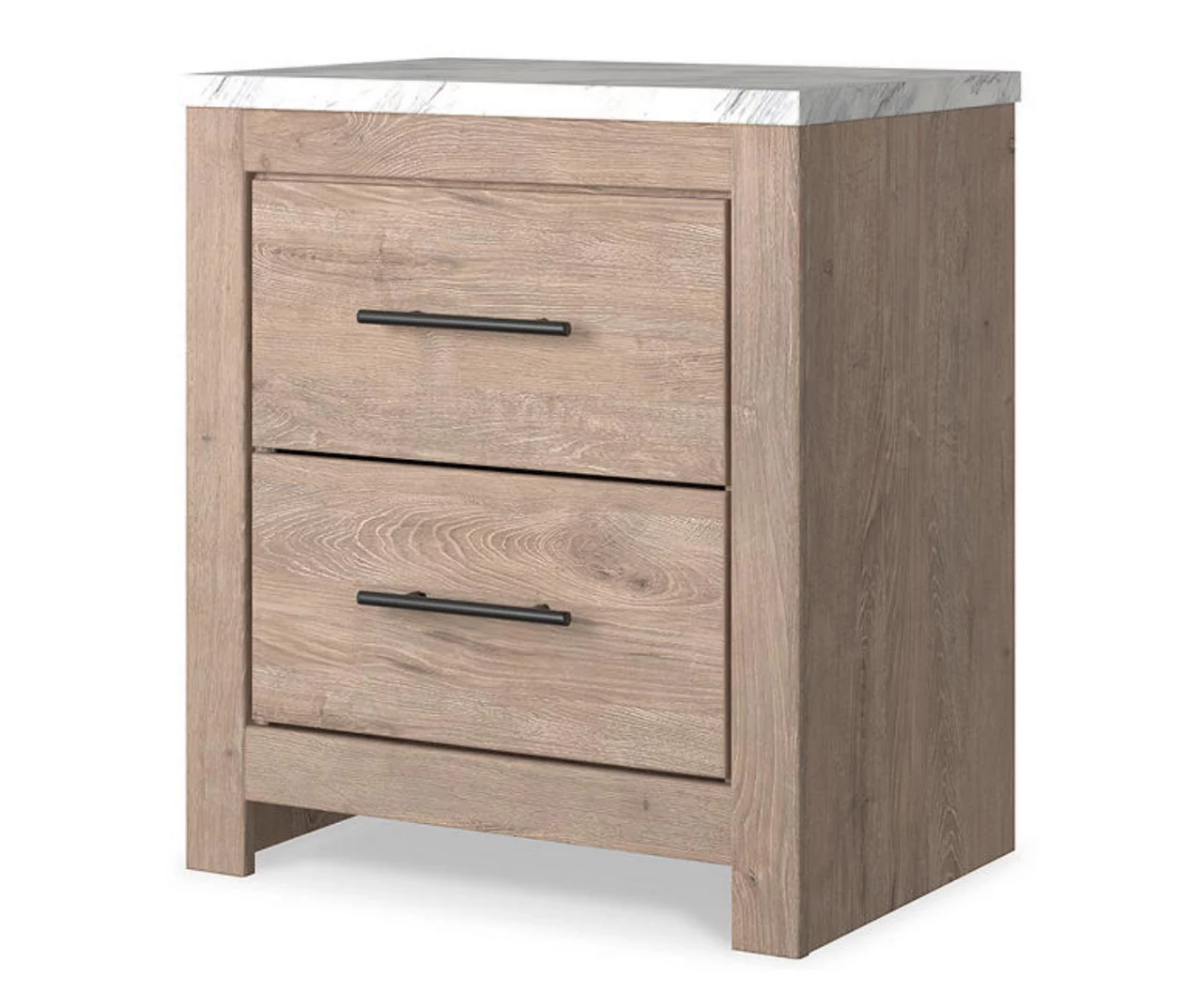 Senniberg Oak & Faux Calcutta 2-Drawer Nightstand - Image 6