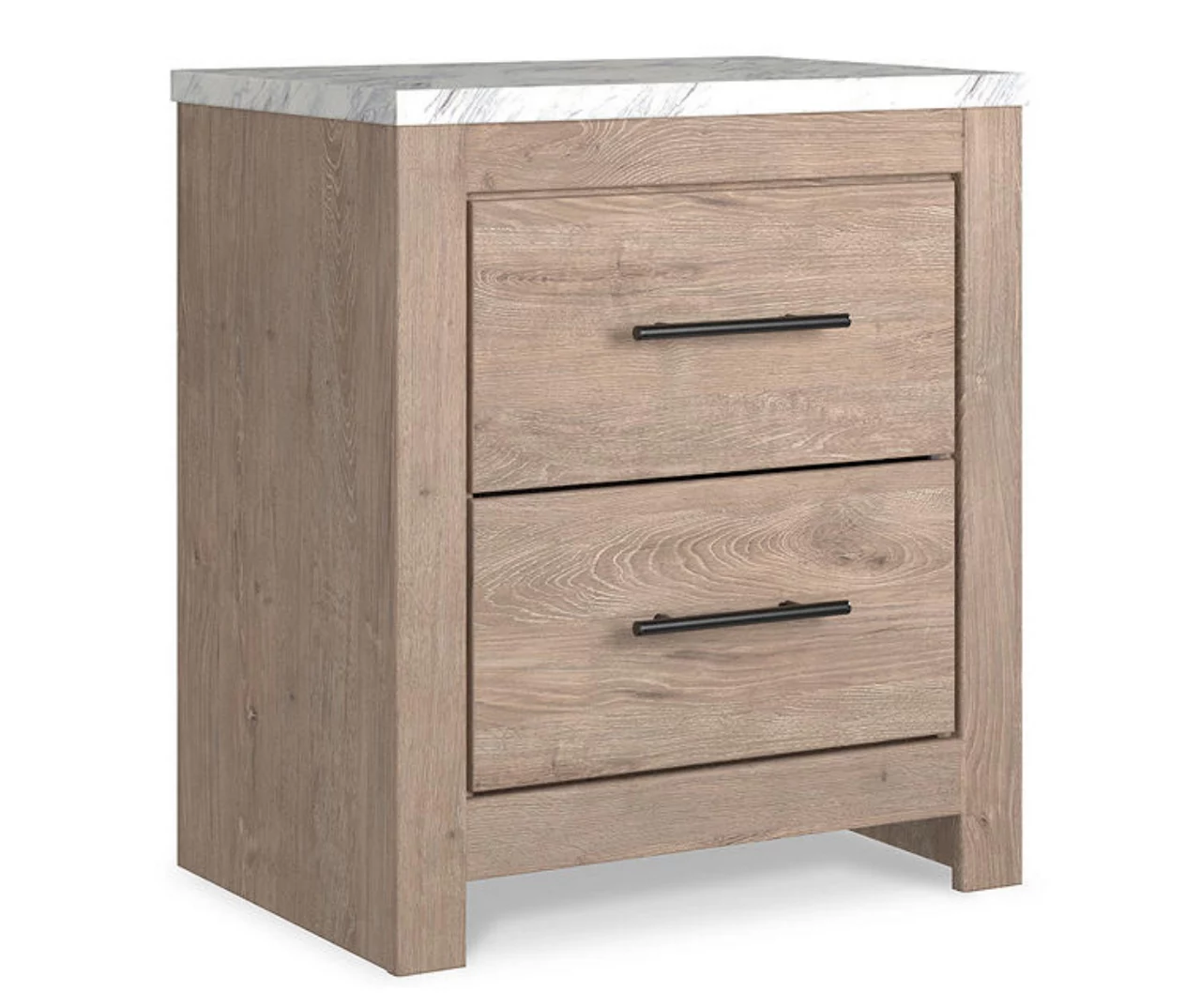 Senniberg Oak & Faux Calcutta 2-Drawer Nightstand - Image 2