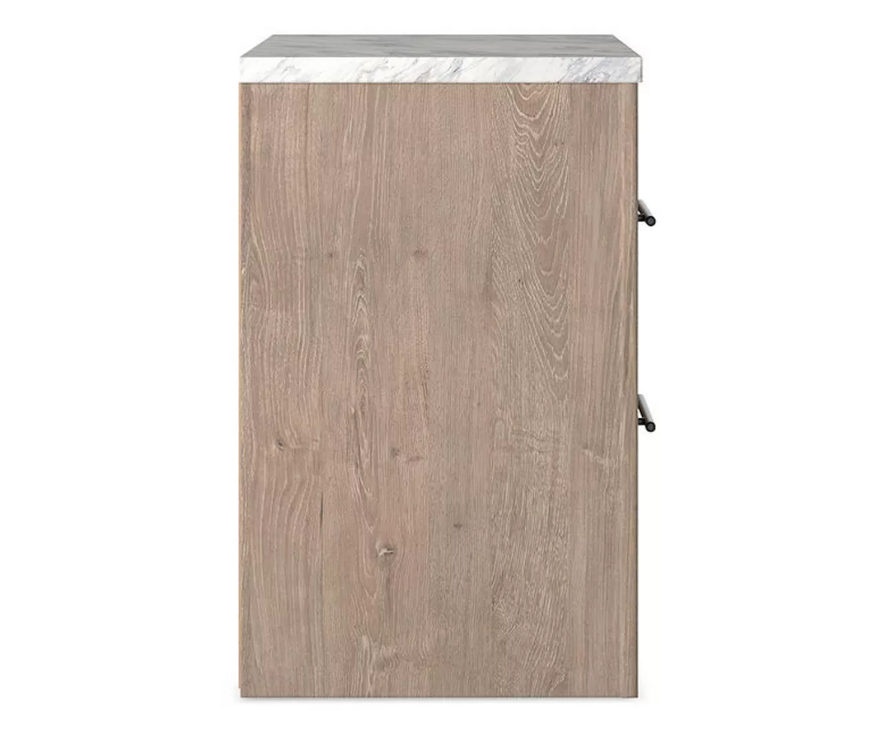 Senniberg Oak & Faux Calcutta 2-Drawer Nightstand - Image 3