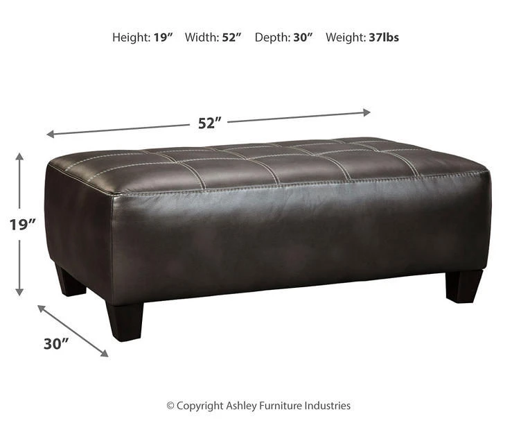 Nokomis Charcoal Faux Leather Oversize Accent Ottoman - Image 3