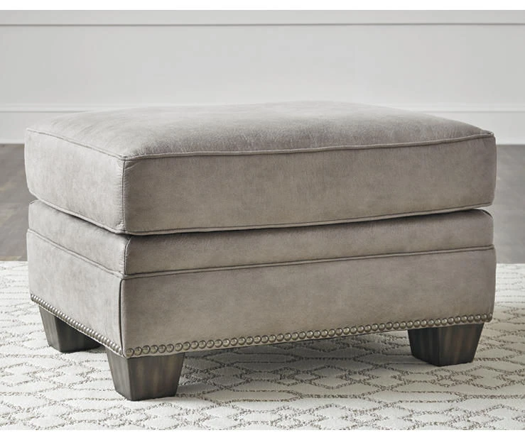 Olsberg Steel Faux Suede Ottoman - Image 2