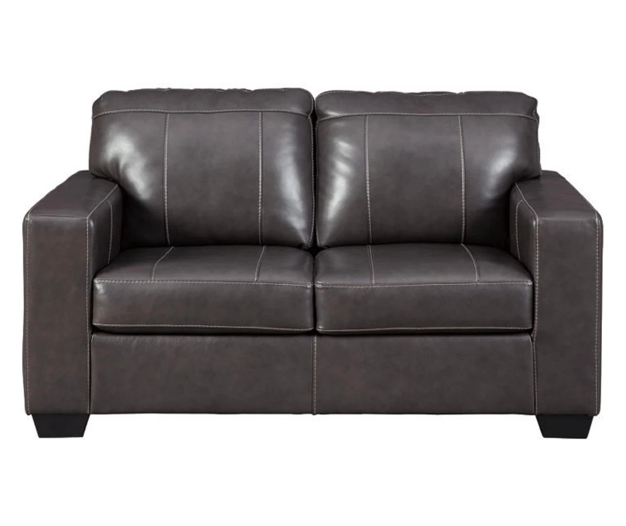 Morelos Gray Leather Loveseat
