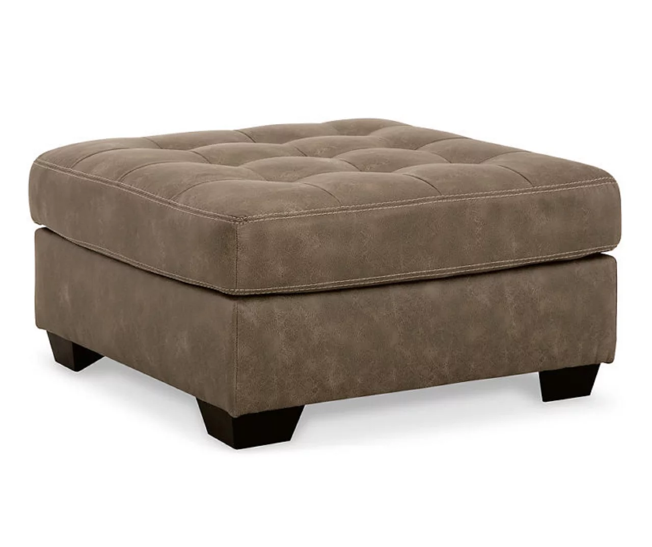 Keskin Brown Faux Leather Oversize Accent Ottoman