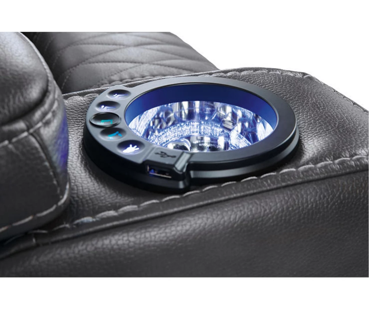 Composer Black Faux Leather Power Recliner - Image 6