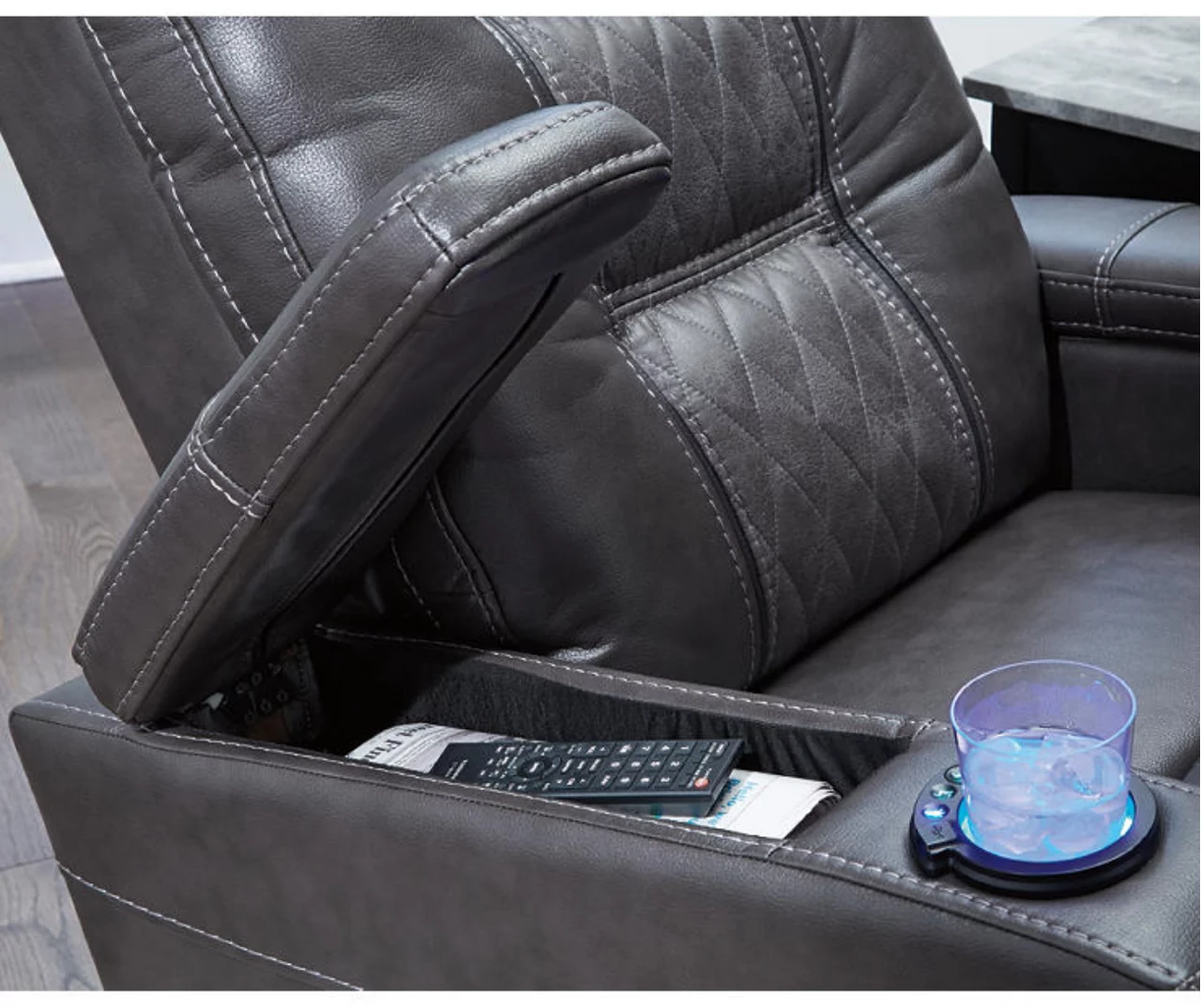 Composer Black Faux Leather Power Recliner - Image 7